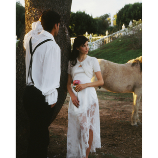 蕾丝拼接缎面连衣裙不规则波浪形伞裙 26SS新款 Nana Jacqueline