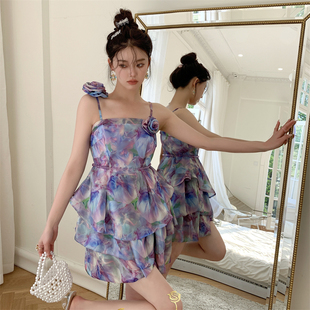 油画风印花串珠束腰花朵吊带层次连衣裙腰链 2RSS新款 Susan Lazar