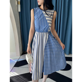 条纹露背性感时尚 连衣裙女 春夏时尚 新款 清货折 SJYP