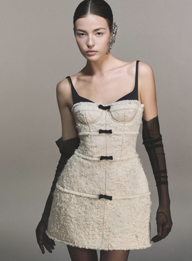 【折】Montsand品牌授权越南新象牙白花呢蝴蝶结名媛连衣短裙合集