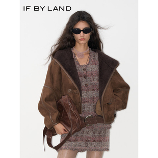 新款 25秋冬季 LAND 咖色仿皮毛一体连帽外套