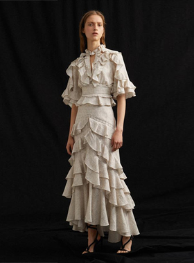 买手店【清货折XSS】ACLER春夏新露背荷叶边七分袖点点衬衫女