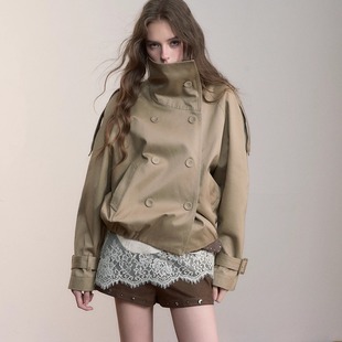 立领收褶风衣外套 复古短款 VIAPITTI 25AW