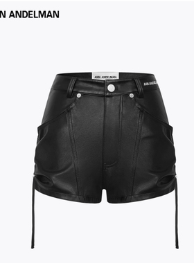 ANN ANDELMAN官方直营黑色哑光侧抽褶机车PU皮裤秋冬百搭短裤辣妹