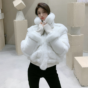 羽绒服针织打底连衣裙 白短款 关晓彤Masion Wester立领时尚