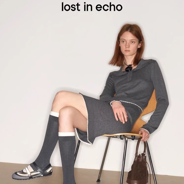 lost in echo 25早秋新款高级三醋酸羊绒针织衫毛衣半身裙套装女