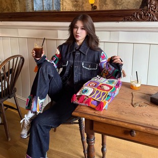 撞色方格织片牛仔夹克方格织片牛仔裤 13DE 秋冬新款 2025AW MARZO