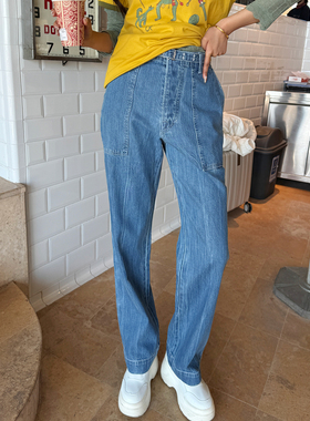 水洗做旧扎花闪电纹牛仔长裤毕魔人Need Sun姜黄色印花棉短袖TEE