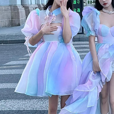 印花礼服裙长裙彩虹印花Selkie