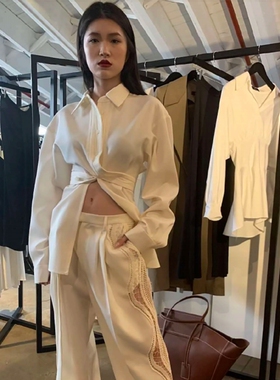 【清货折】买手店Christopher Esber 新款白色翻领绑飘带衬衫