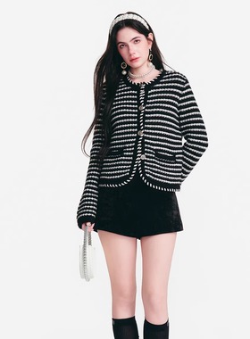 Diana Vevina 25AW  条纹毛衣开衫 白色毛衣开衫