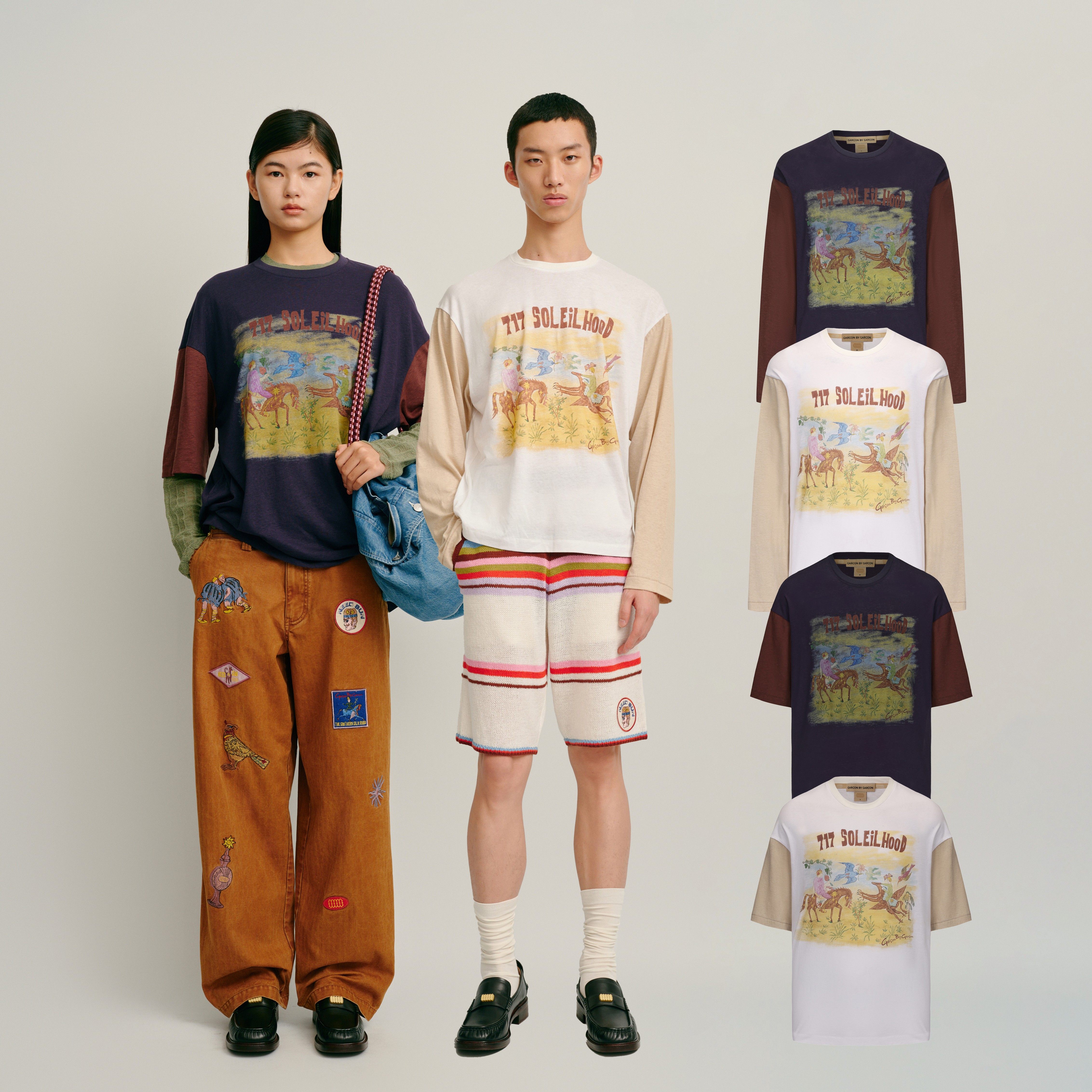 现货金晨同款 GARCON BY GARCON 25春夏 太阳岛拼色短袖长袖 棉麻