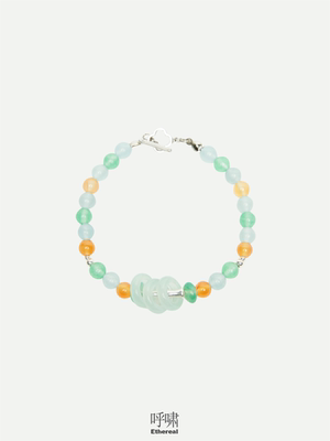 呼啸Ethereal 非遗原创设计玉石玛瑙925银竹节多环春彩手链