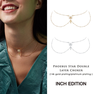 金 八芒星太阳双层颈链 银 EDITION新品 INCH