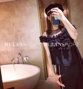 【清货折】Whole9yards 褶皱装饰荷叶边不规则上衣 2J春夏