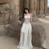 Tension Archive 不规则镂空抽褶抹胸连衣裙chocker项链