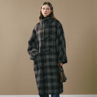 美拉德格纹单排牛角扣长大衣 25AW GUO JINGYI