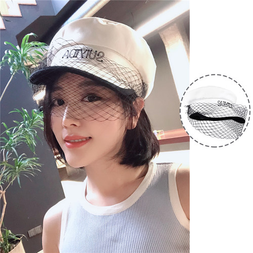 隋宜达设计师法式复古网纱海军帽