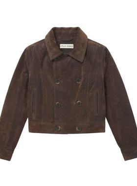 秋冬新品【CPLUS SERIES】立领双排扣植绒做旧夹克外套