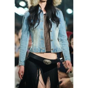 25AW新款 修身 绑带牛仔外套 现货 皮裤 MARKGONG 牛仔裤 白鹿同款