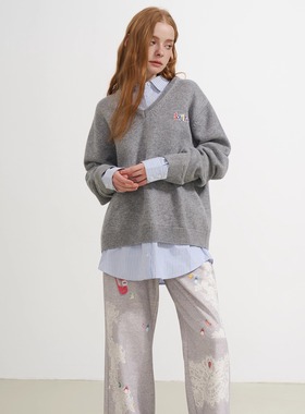 SOFITTE 25AW秋季  黑色 灰色V领假两件拼接毛衫