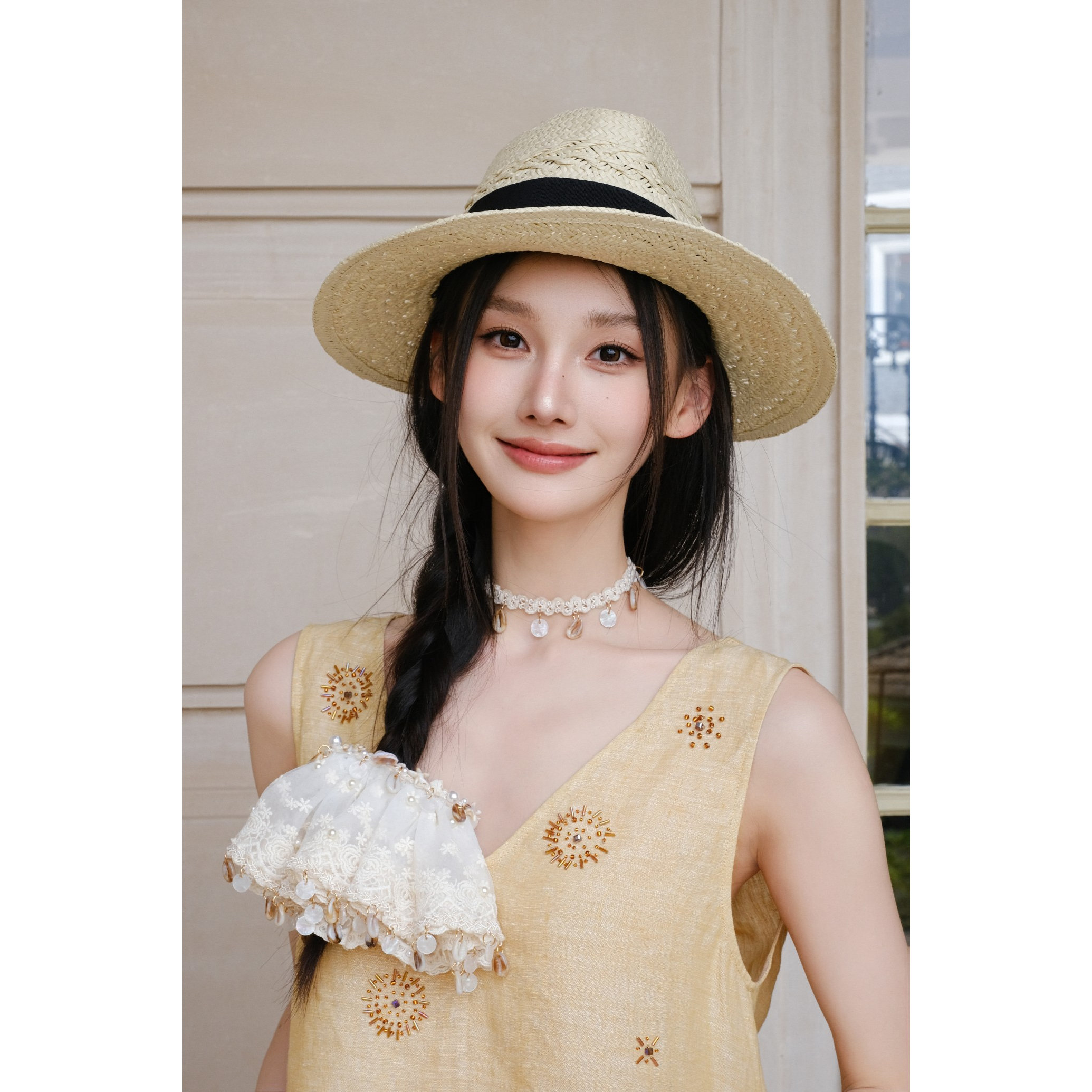 Masion Wester2025早秋新款 法绣缝贝壳扇形发夹