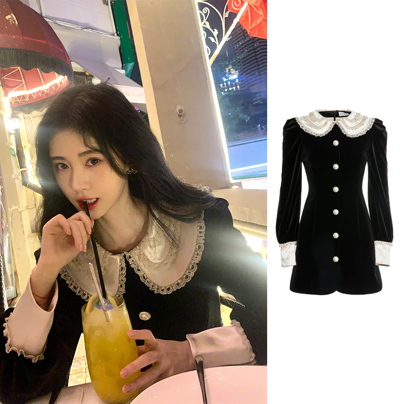 娃娃领连衣裙木兰蕾丝