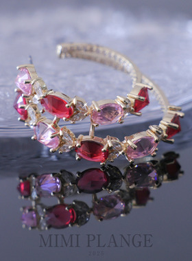 MIMI PLANGE25SS玫瑰双色钻石几何耳环 饰品合集