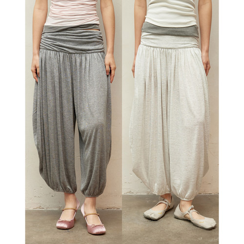 SQUARE CIRCLE 26SS 方圆腰部堆褶宽松垂感九分裤灯笼裤长裤