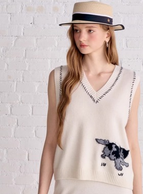 Aimme sparrow25FW 白色小猫刺绣针织背心
