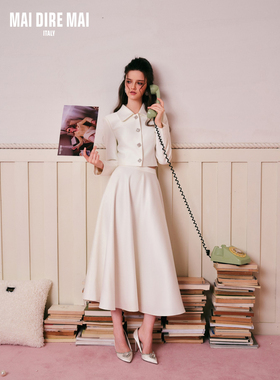 MAI DIRE MAI 香草白气质缎面外套伞裙