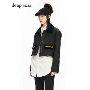 deepmoss 2023秋季 新款 雾黑宝藏袋口羊毛夹克上衣外套 女装 时尚