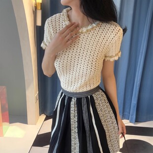 针织短袖 Manoush 条纹拼接半裙 4折