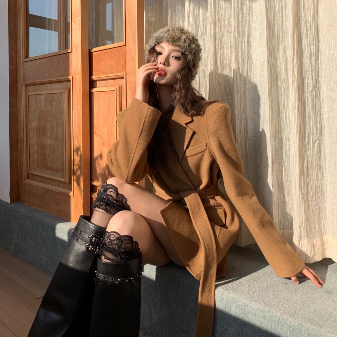 MasionWester 女装全羊毛双面呢中长款收腰大衣外套,女装/女士精品,毛呢外套,淘宝优惠券,粉丝福利购,淘宝优惠卷