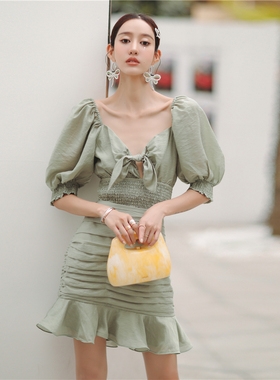 【清货折】Keepsake 2JSS新CHASE泡泡袖低胸系结上衣鱼尾半裙