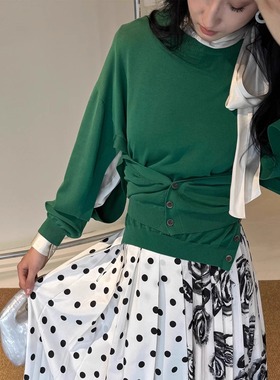 4.5折 小宋佳同款 Ports1961 Spa系列 绿色针织上衣裤子 多种穿法