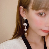 chen Wardrobes 2R春夏蝴蝶结钻珍珠水晶八芒星花朵耳环钉