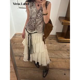 Vena Label 26SS 不规则蕾丝半身裙荷叶边设计感度假裙子