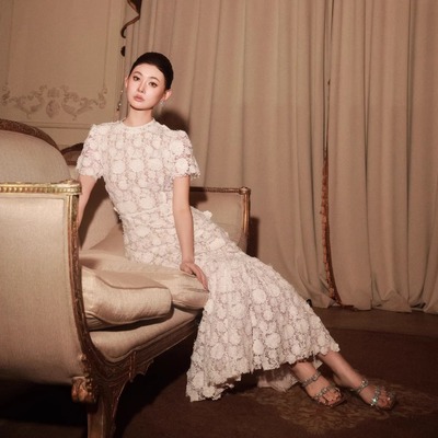 Wardrobes by chen法式高定蕾丝礼服立体镂空绣花鱼尾连衣裙2025