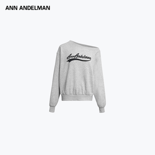 ANN ANDELMAN 24夏款印花斜领单肩卫衣宽松长袖套头上衣合集