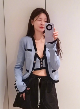 郑秀妍同款Nana Jacqueline2SAW 秋冬拼色针织三件套装背心半裙外