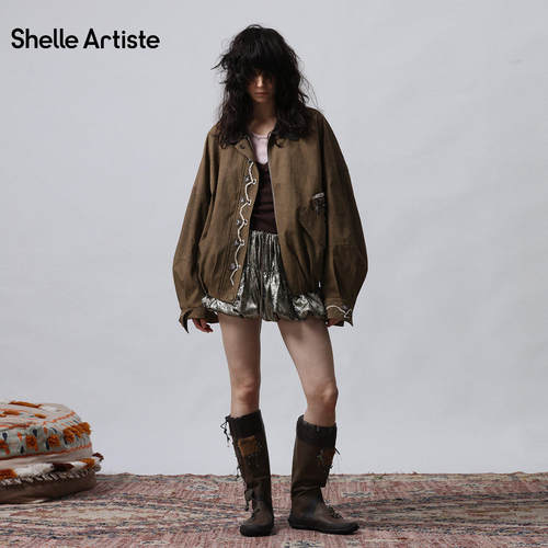 SHELLE ARTISTE 26春季新款复古撞色微醺吧钩花夹克男女