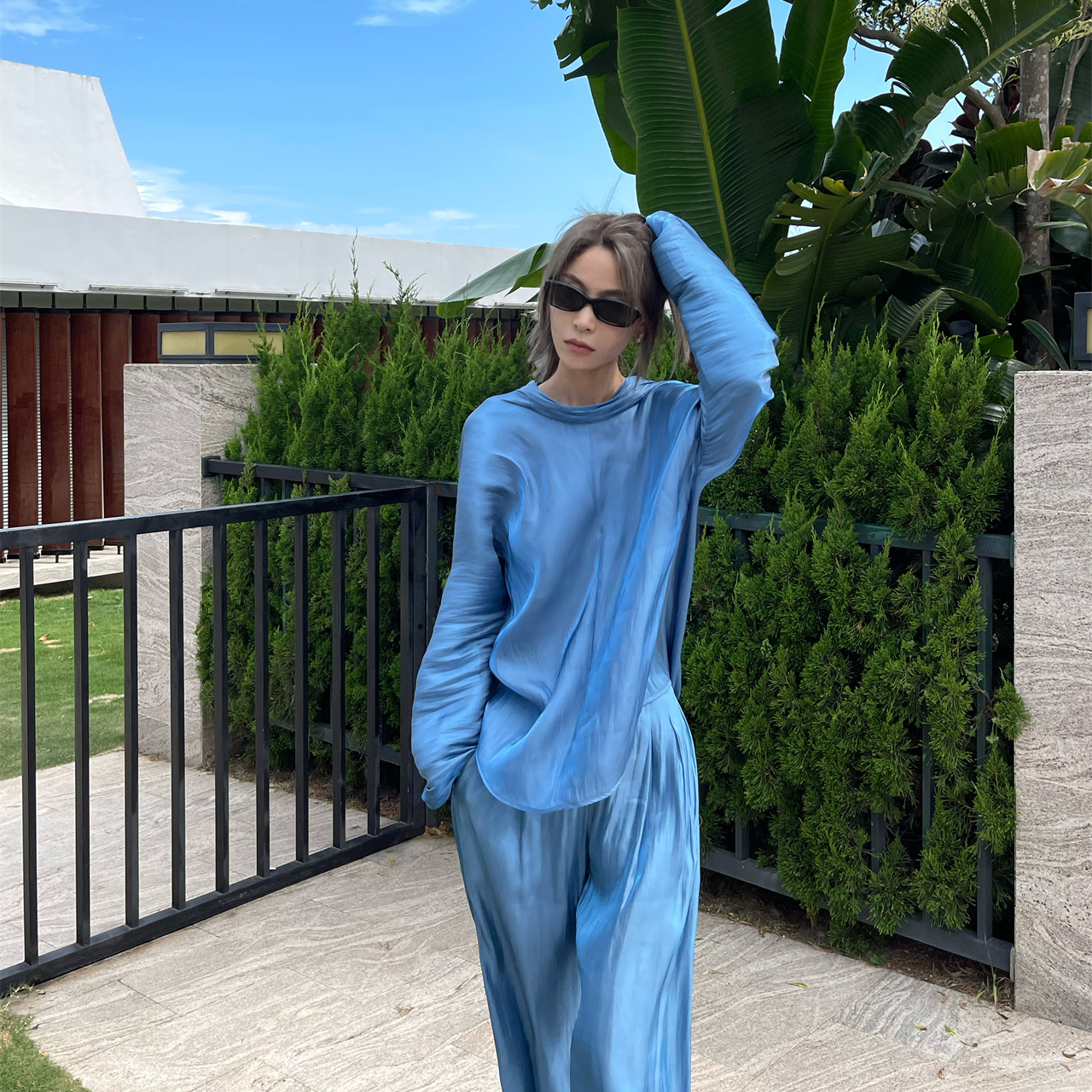 百搭deepmoss水泽平领长袖上衣