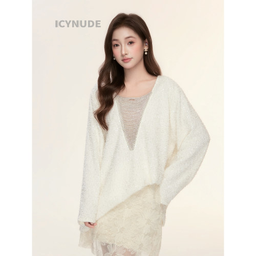IcyNude 26ss早春新款亮片宽松上衣