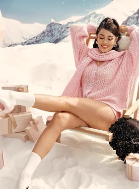 Nana Jacqueline 25SS滑雪系列 钻扣开衫外套带围巾毛织短裤