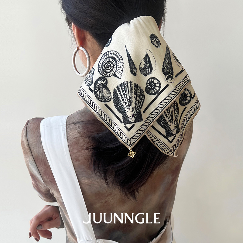 JUUNNGLE洲谷25新款复古女贻贝海湾方形发圈春夏日氛围感配饰品潮