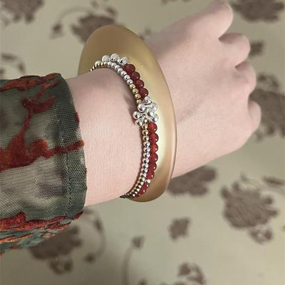 呼啸Ethereal 非遗原创设计春花一簇金银拼色纯银手链