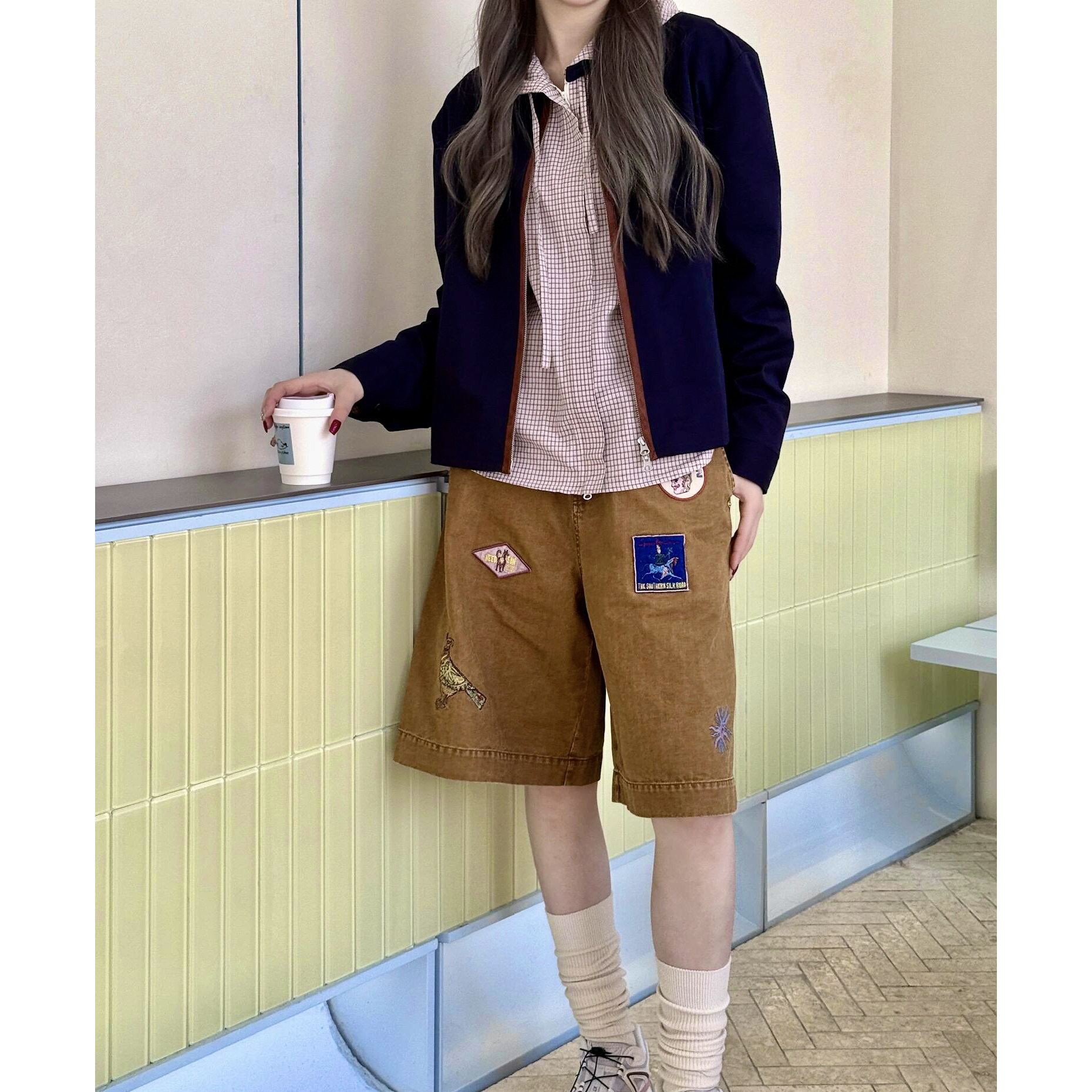 现货Garcon by Garcon设计师NEEDSUN刺绣故事装饰标水洗工装短裤