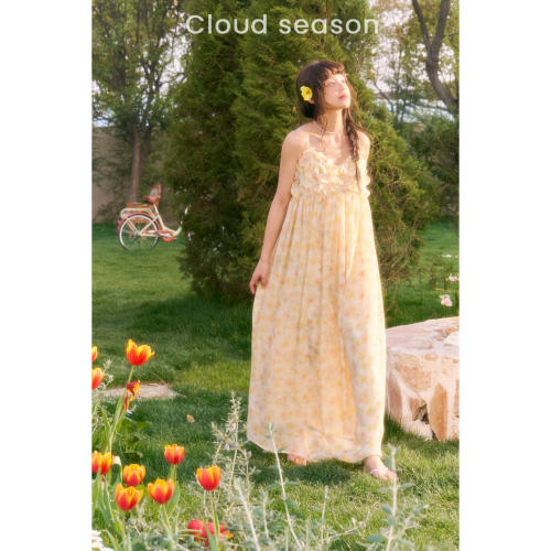 Cloud Season 26SS早春新款 杏桃可可连衣裙