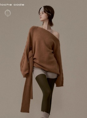 o cloche code_羊绒绑带斜肩毛衣